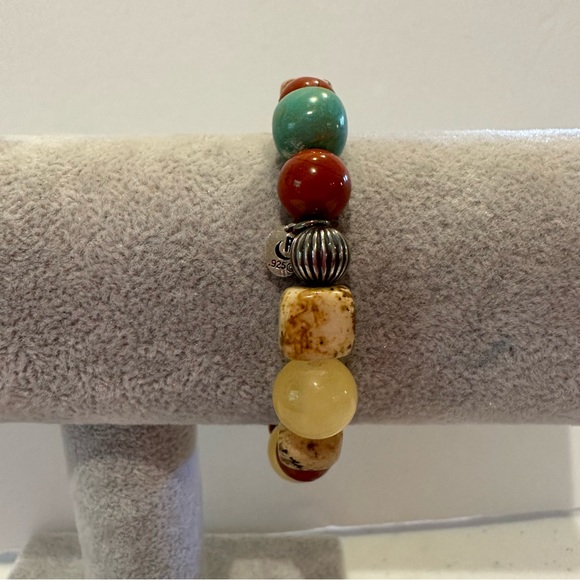 Carolyn Pollack Relios Gemstone Bracelet 925 sterling turquoise, jasper, calcite - Picture 4 of 13